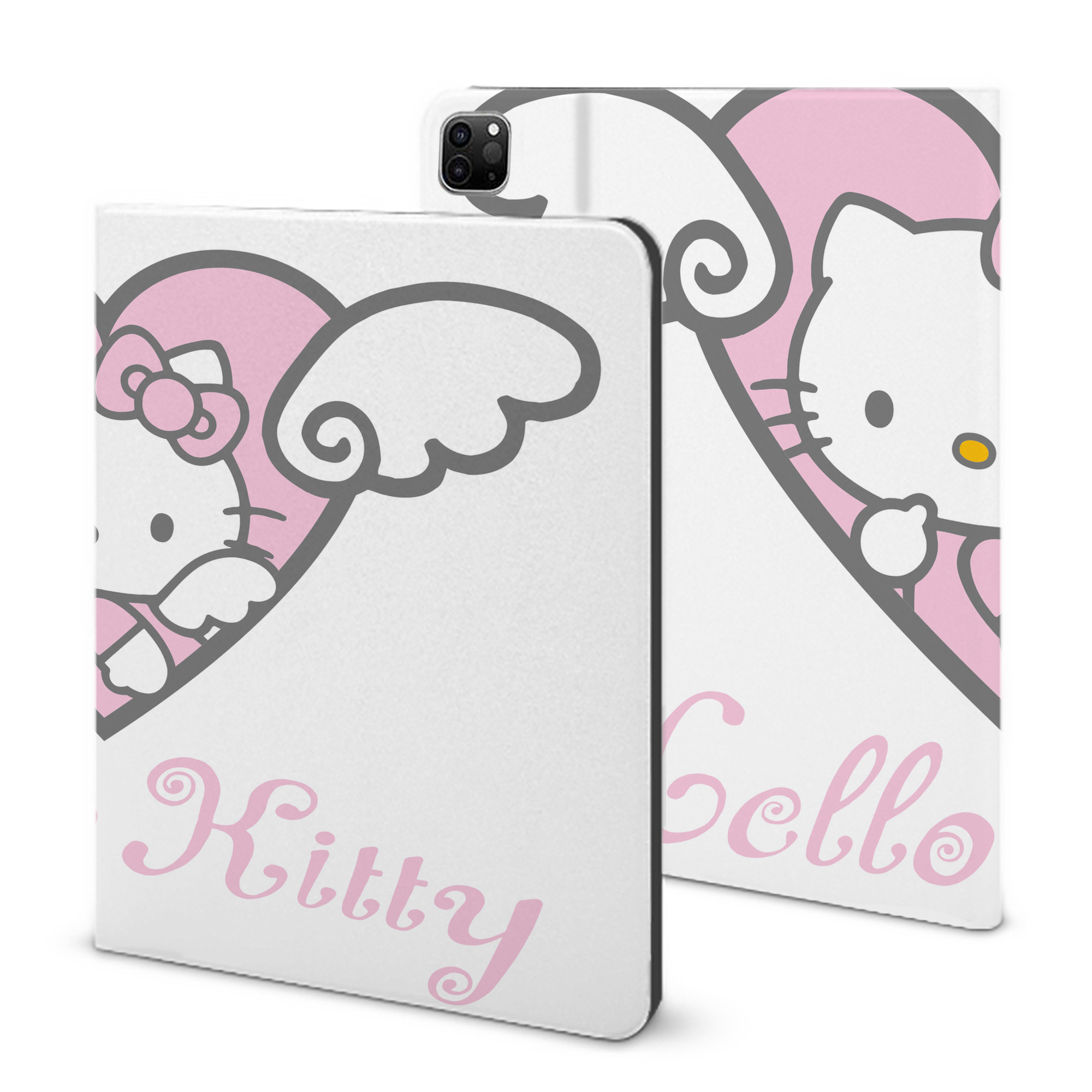 （画像用） Hello Kitty ハローキティ IPad ケース ブック型 PUレザー TPU 耐衝撃 軽量 薄型 ペン収納なし 全面保護 IPad 各モデル対応